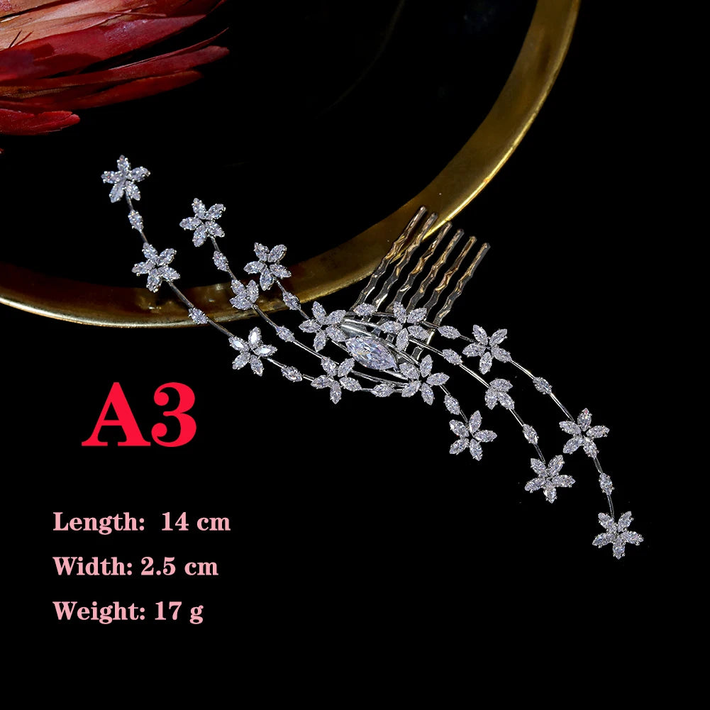 Sparkling Crystal Zirconia Bridal Tiara Hair Comb for Women