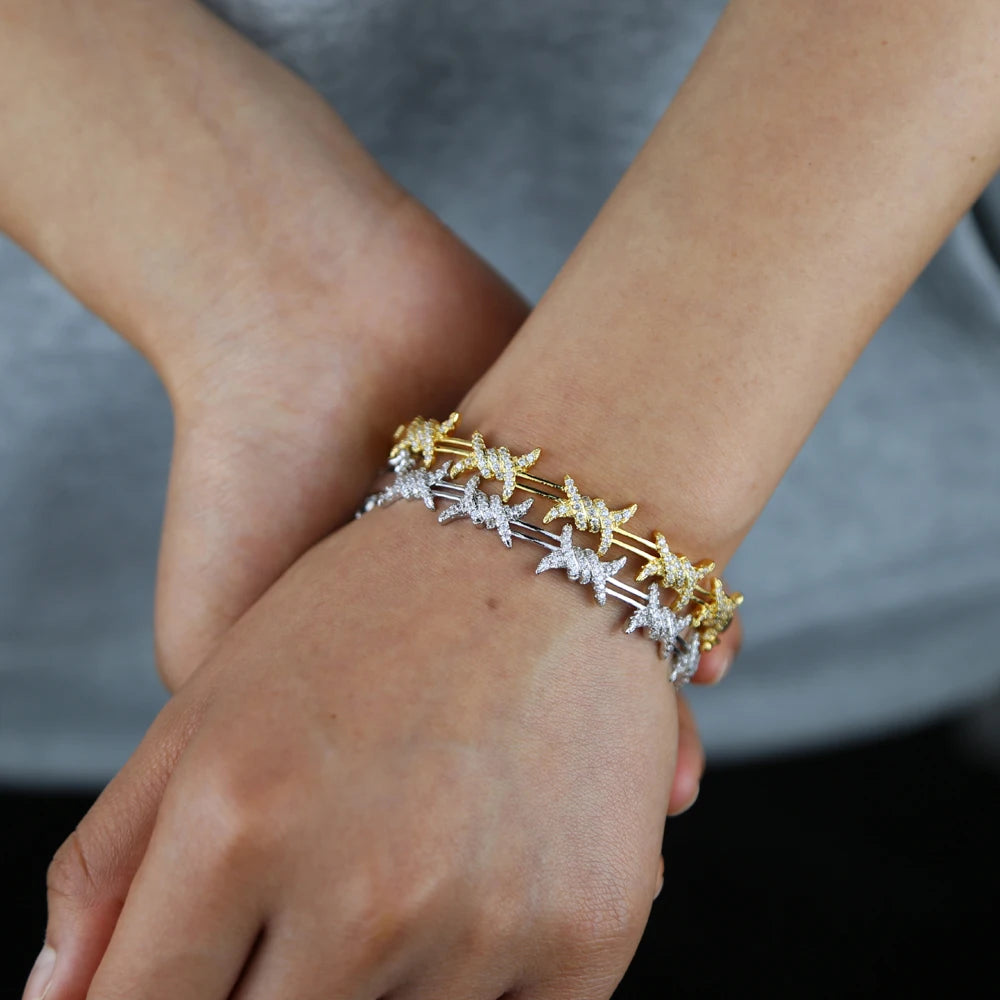 Twisted Rattan Style CZ Bangle Bracelet
