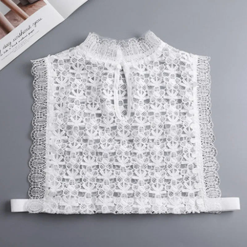 White Fake Collar Shirt Women Shawl Detachable Shirt Collar Lace False Collar Lapel Blouse Women Clothes Accessories Faux Col