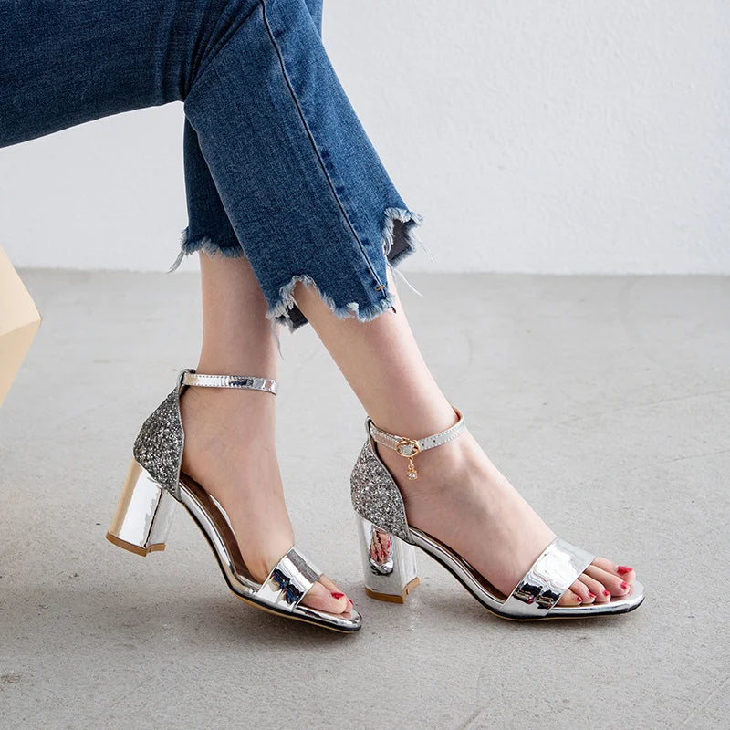 Classic Square Heel Buckle Sandals