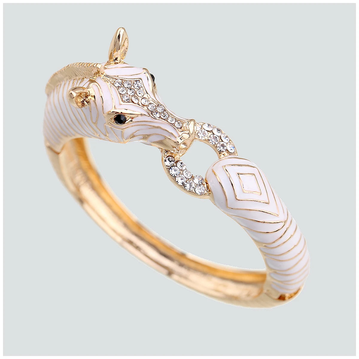 Gold Plated Crystal Zebra Style Cuff Bracelet for Women