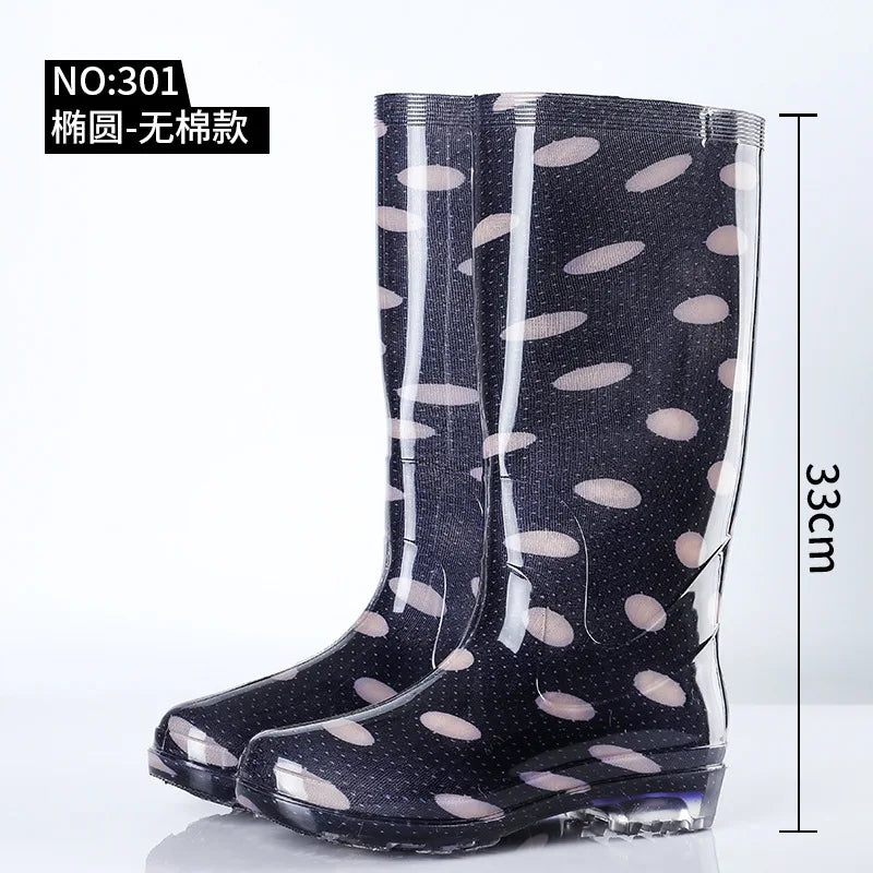 Warm Floral Platform Rain Boots