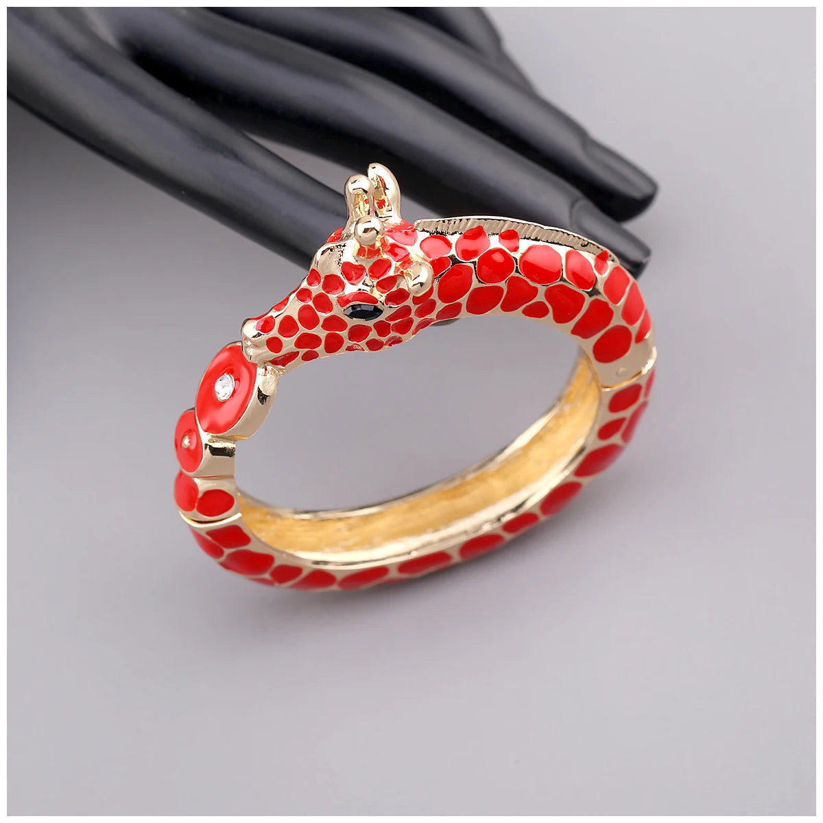 Gold Plated Zebra Enamel Statement Cuff Bracelet for Women