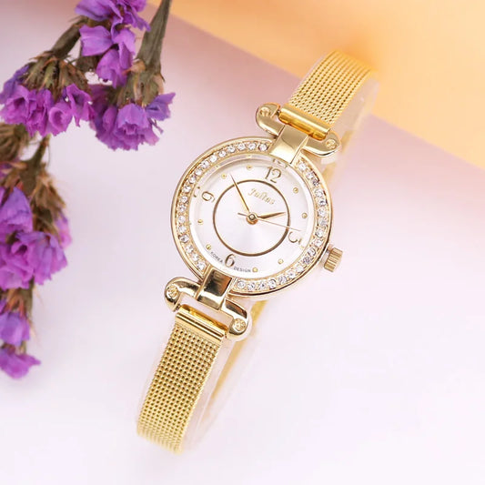 Small Julius Lady Women's Watch Retro Clock Japan Quartz Fashion Hour Dress Stainless Steel Bracelet Girl's Birthday Gift No Box