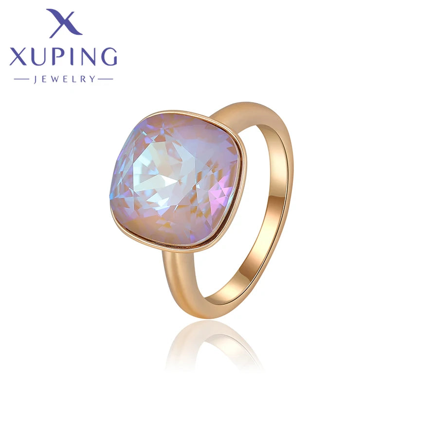 Gold Plated Teardrop Crystal Ring