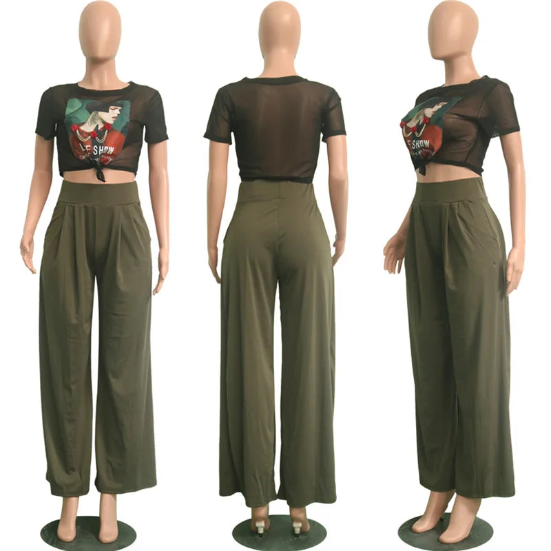 Pleated Front Palazzo Pants