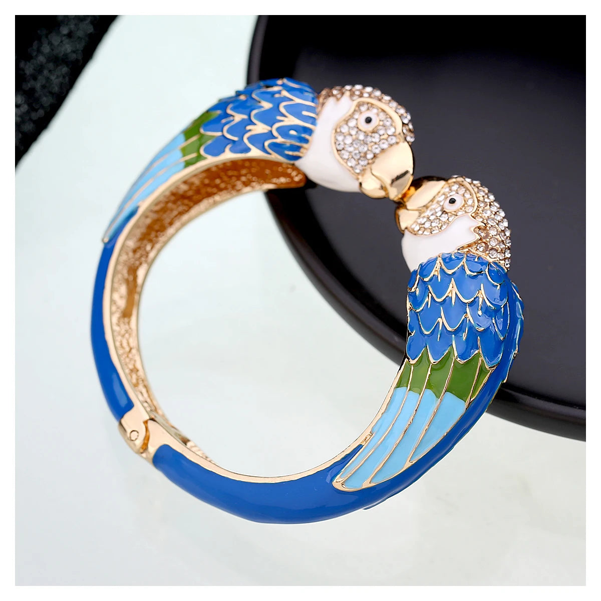 Statement Double Macaw Enamel Cuff Bracelet for Women