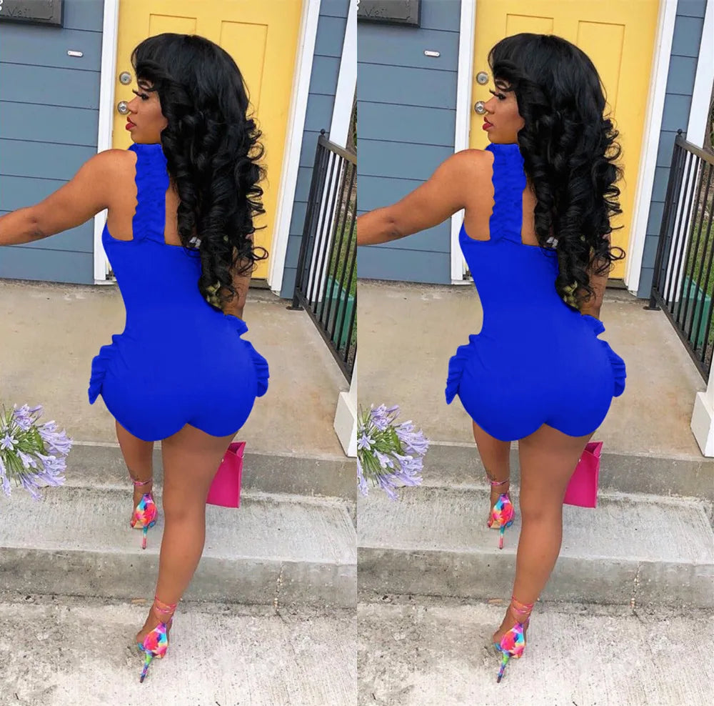 Ruffle Bow Crop Top and High Waist Shorts Set for Women