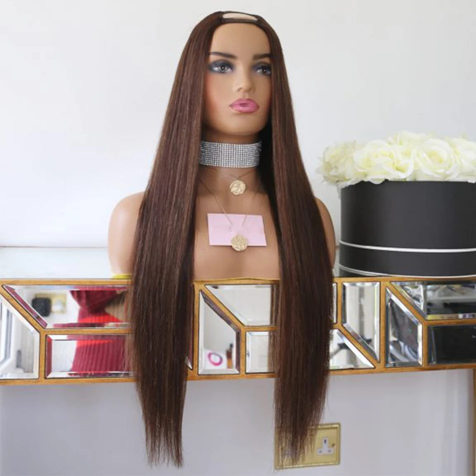 Glueless Honey Blonde V Part Human Hair Wig for Women