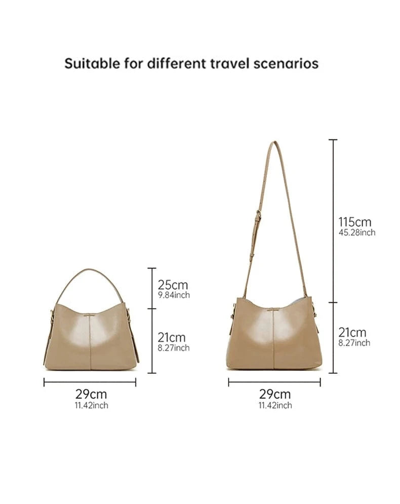 2025 Luxury Top Layer Vegetable Tanned Cowhide Leather Tote Bag Large Capacity Genuine Leather Shoulder Crossbody Bag for Women