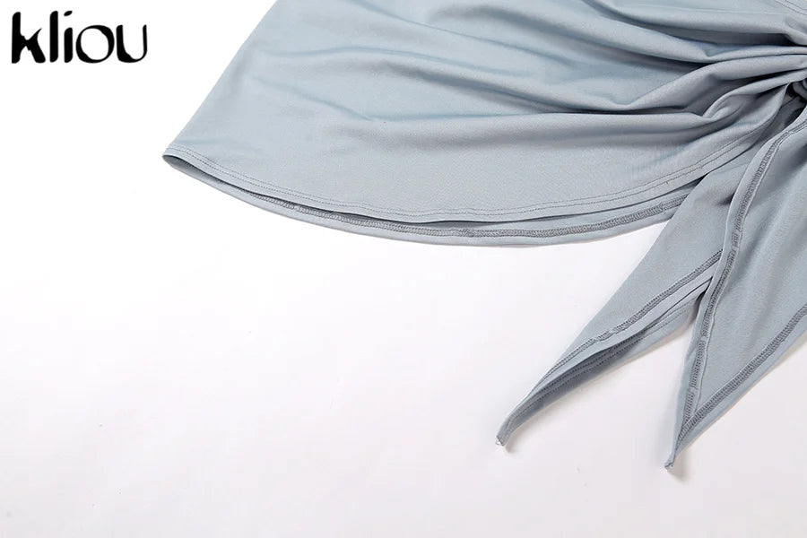 Deep V Neck Backless Halter Two Piece Skirt Set for Women