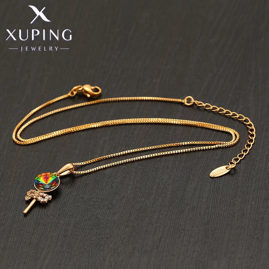 Gold Tone Crystal Pendant Necklace