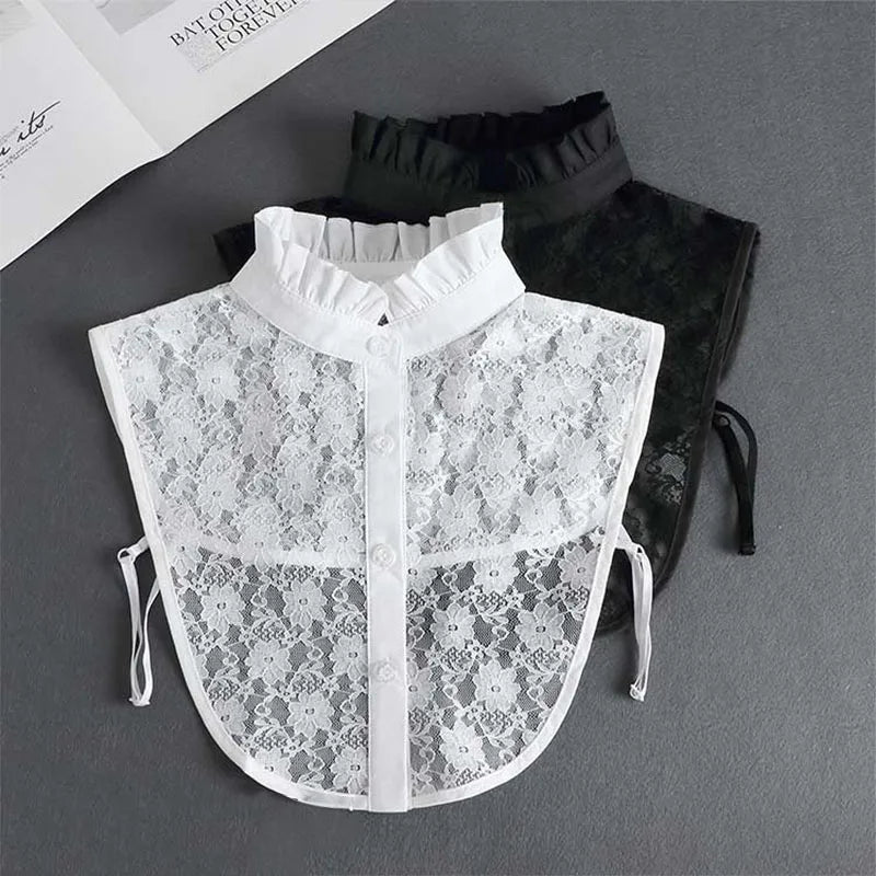 White Fake Collar Shirt Women Shawl Detachable Shirt Collar Lace False Collar Lapel Blouse Women Clothes Accessories Faux Col