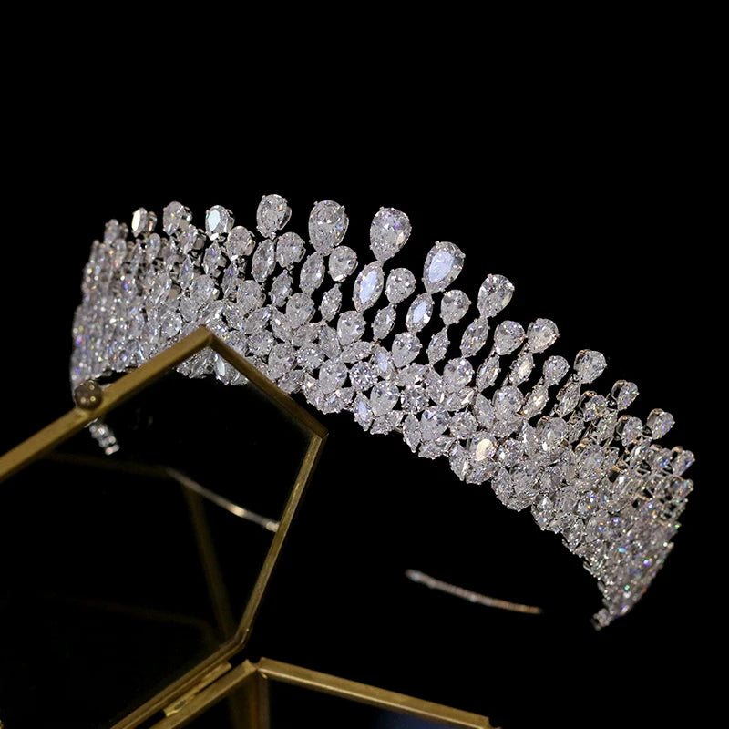 Elegant Full Crystal Bridal Wedding Crown for Women