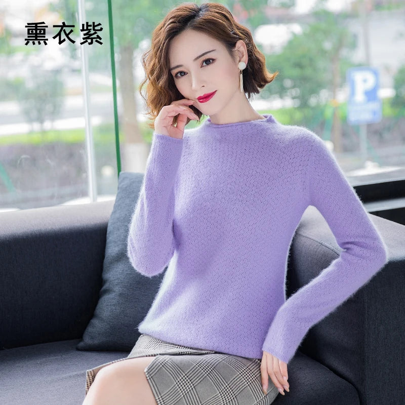 Hollow Knit Cashmere Long Sleeve Sweater for Women