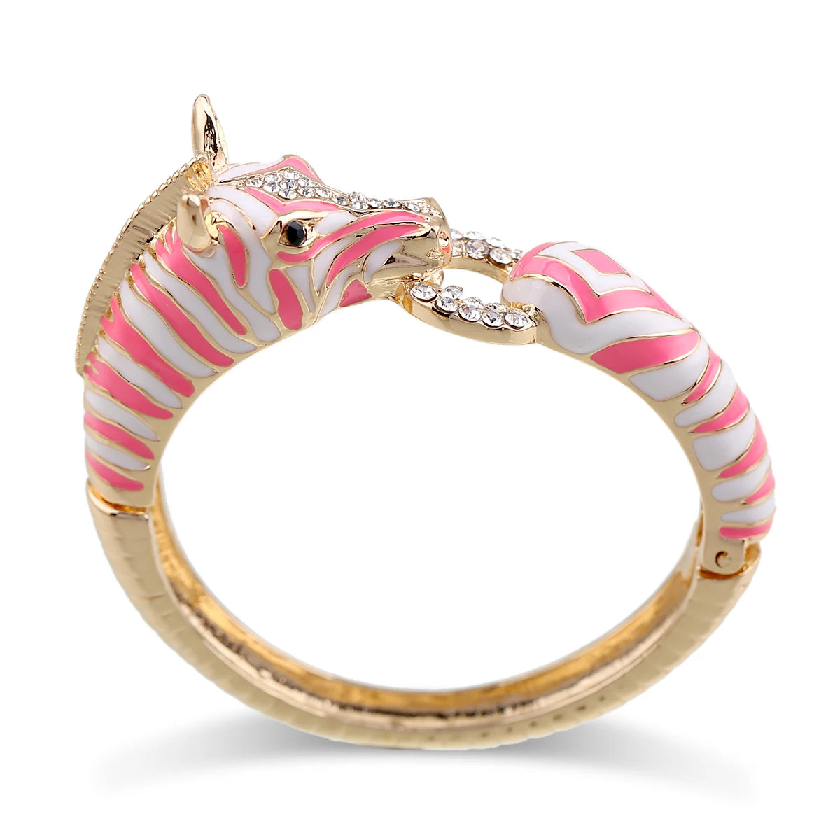 Gold Plated Crystal Zebra Style Cuff Bracelet for Women