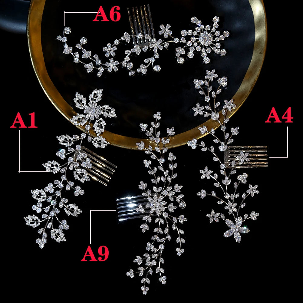 Sparkling Crystal Zirconia Bridal Tiara Hair Comb for Women