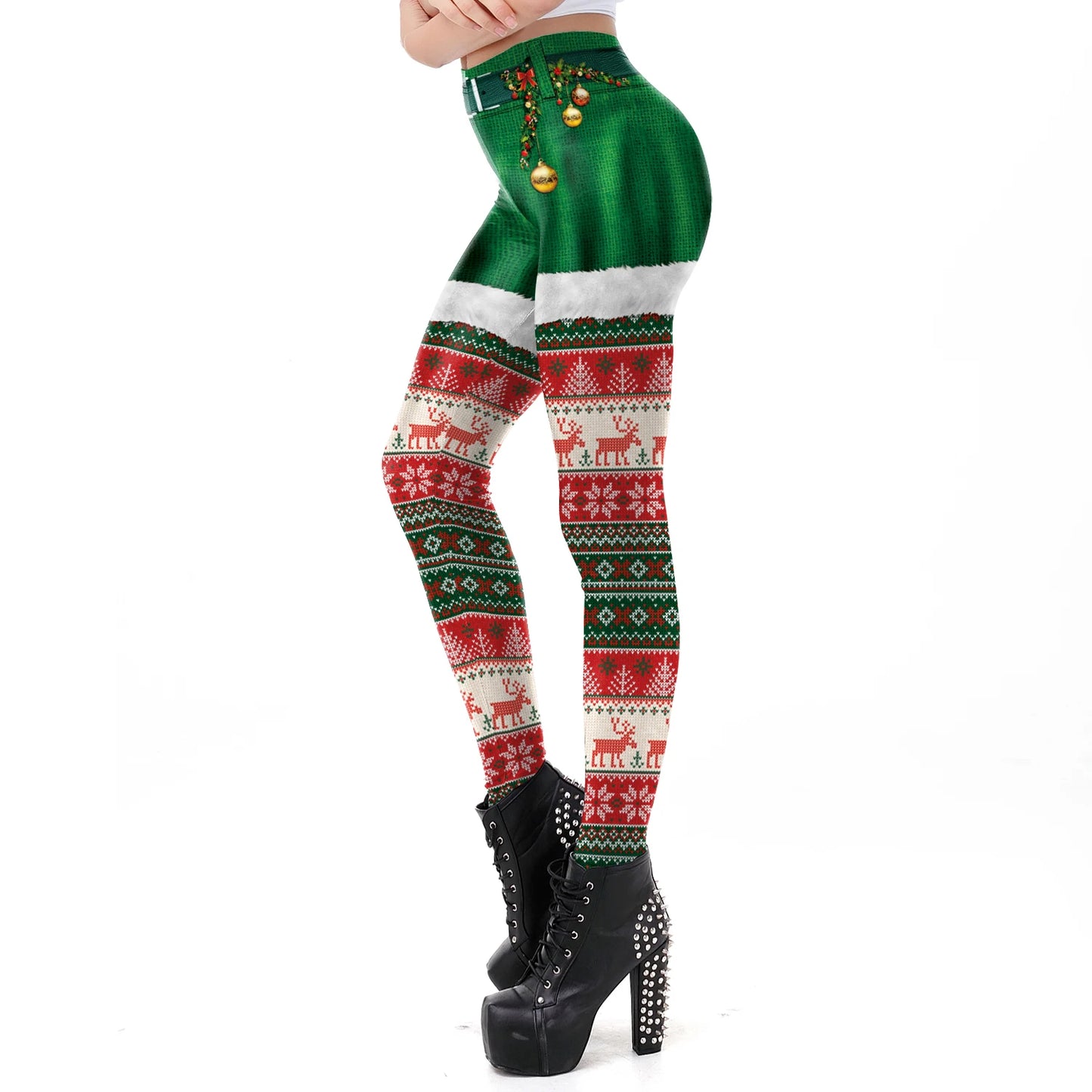 Cozy High Waist 3D Christmas Print Leggings for Women
