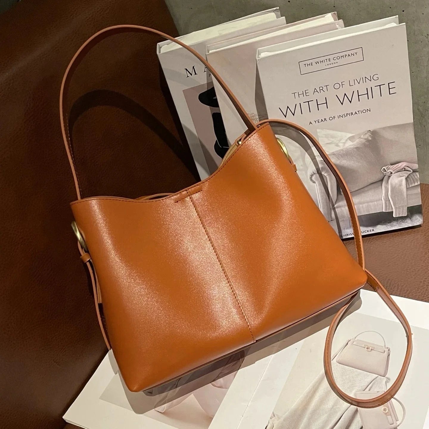 2025 Luxury Top Layer Vegetable Tanned Cowhide Leather Tote Bag Large Capacity Genuine Leather Shoulder Crossbody Bag for Women