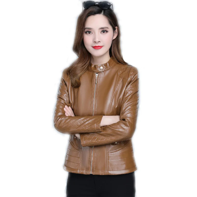 Slim Fit Cropped Faux Leather Coat
