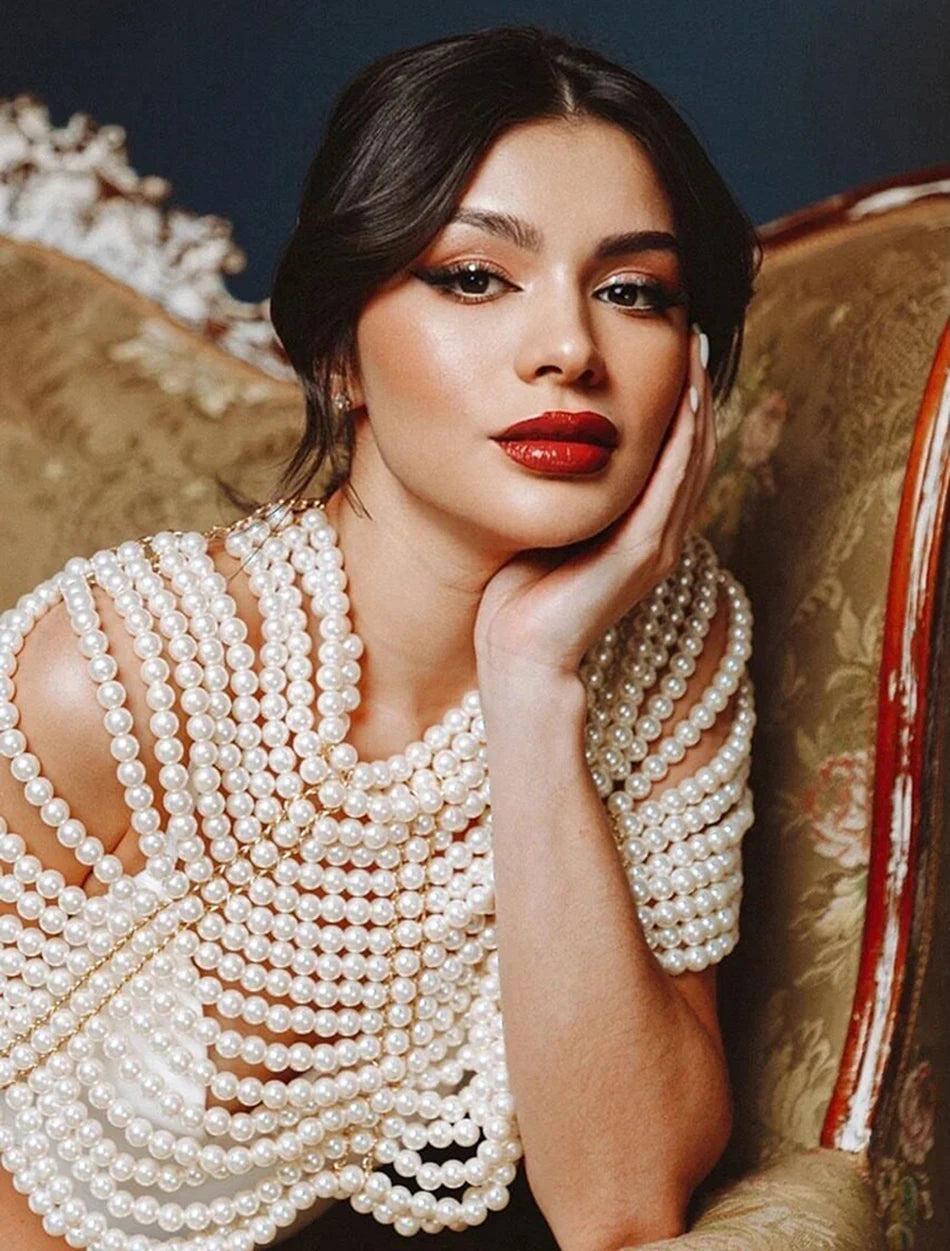 Pearl Beaded Shawl Top