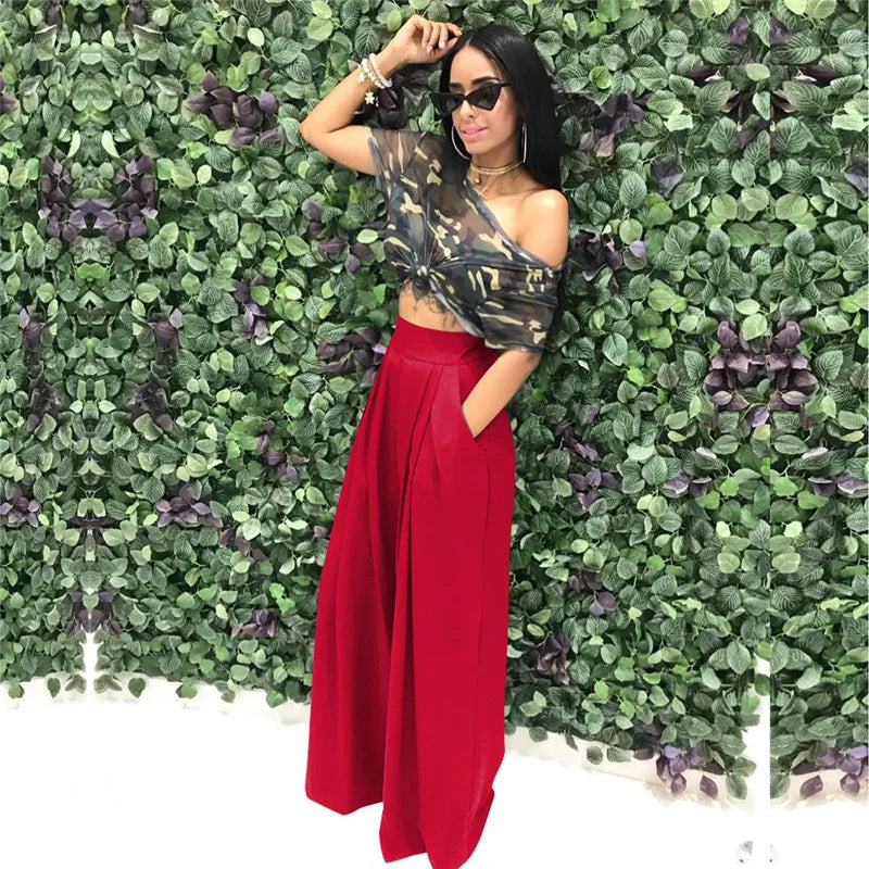 Pleated Front Palazzo Pants