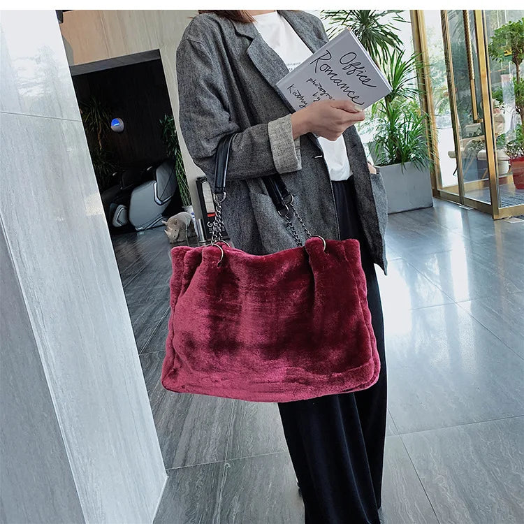 Soft Plush Large Capacity Luxury Shoulder Bag for Women