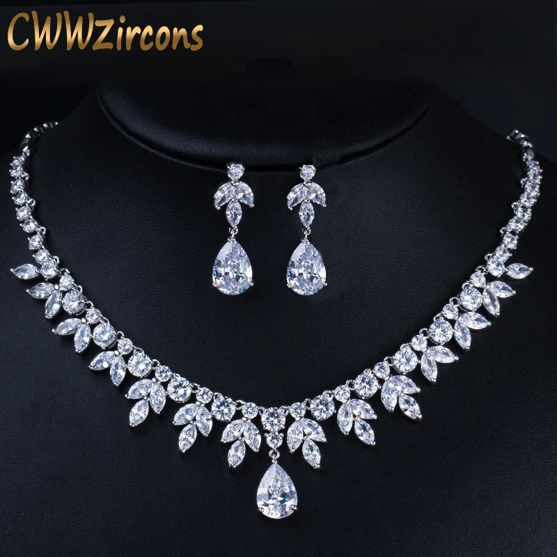Cubic Zirconia Necklace And Earring Set