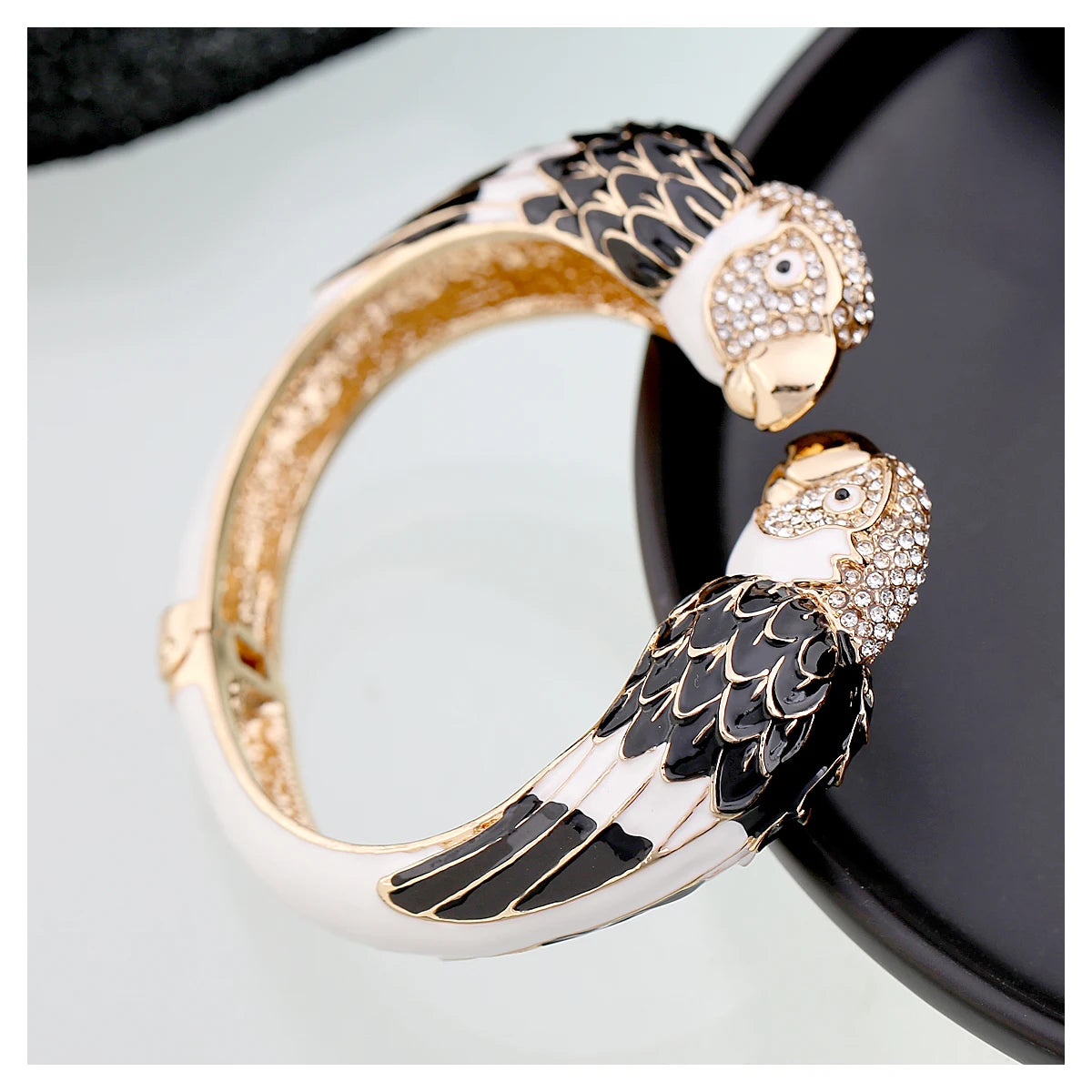 Statement Double Macaw Enamel Cuff Bracelet for Women