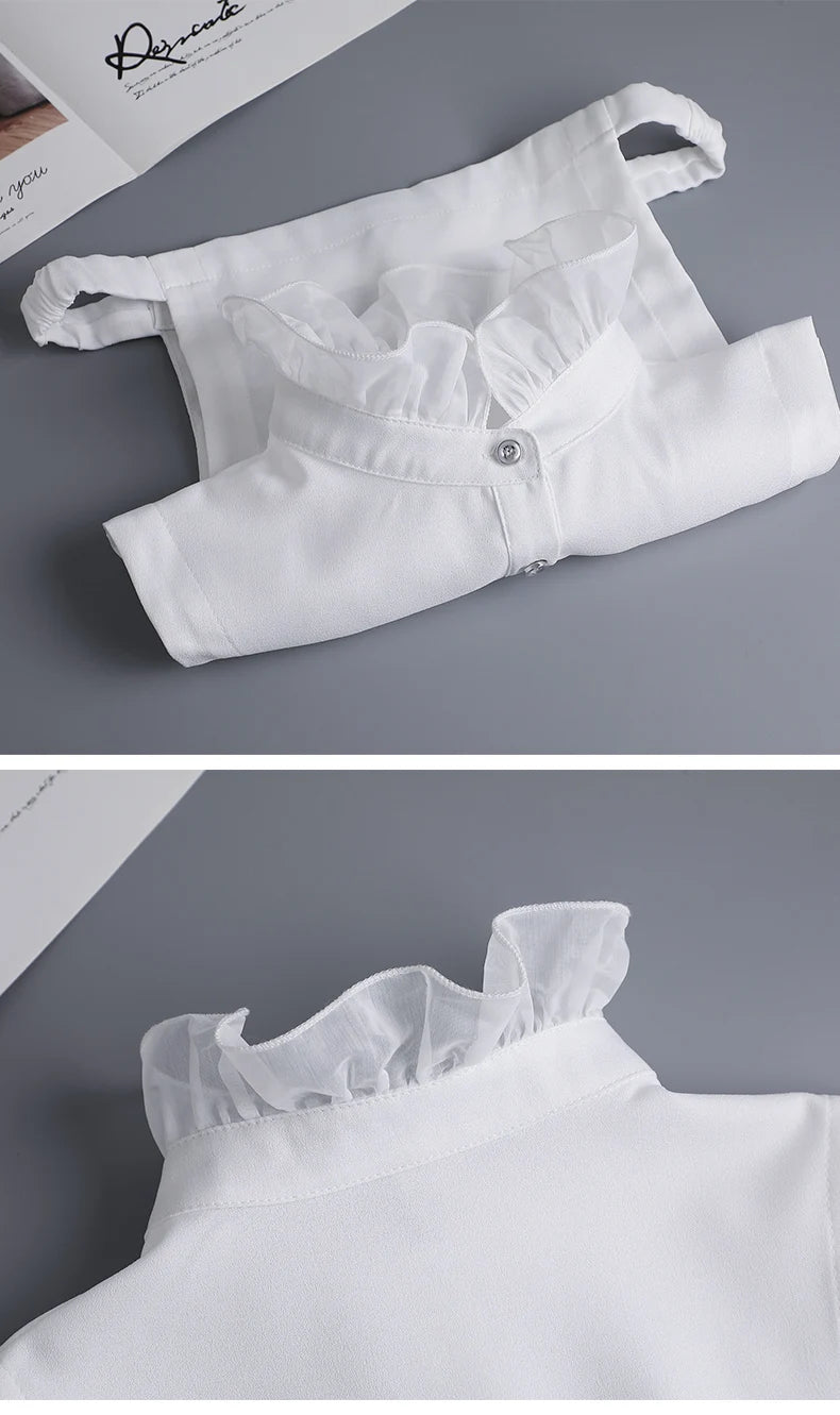 White Fake Collar Shirt Women Shawl Detachable Shirt Collar Lace False Collar Lapel Blouse Women Clothes Accessories Faux Col