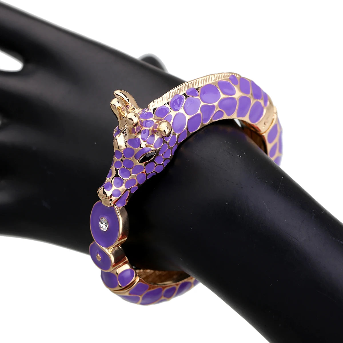 Gold Plated Zebra Enamel Statement Cuff Bracelet for Women