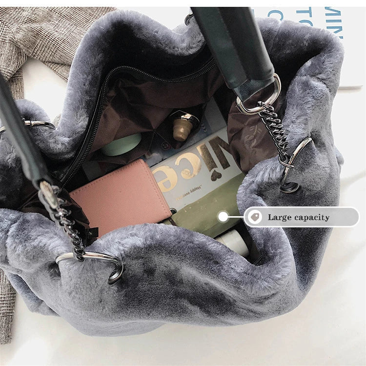 Soft Plush Large Capacity Luxury Shoulder Bag for Women