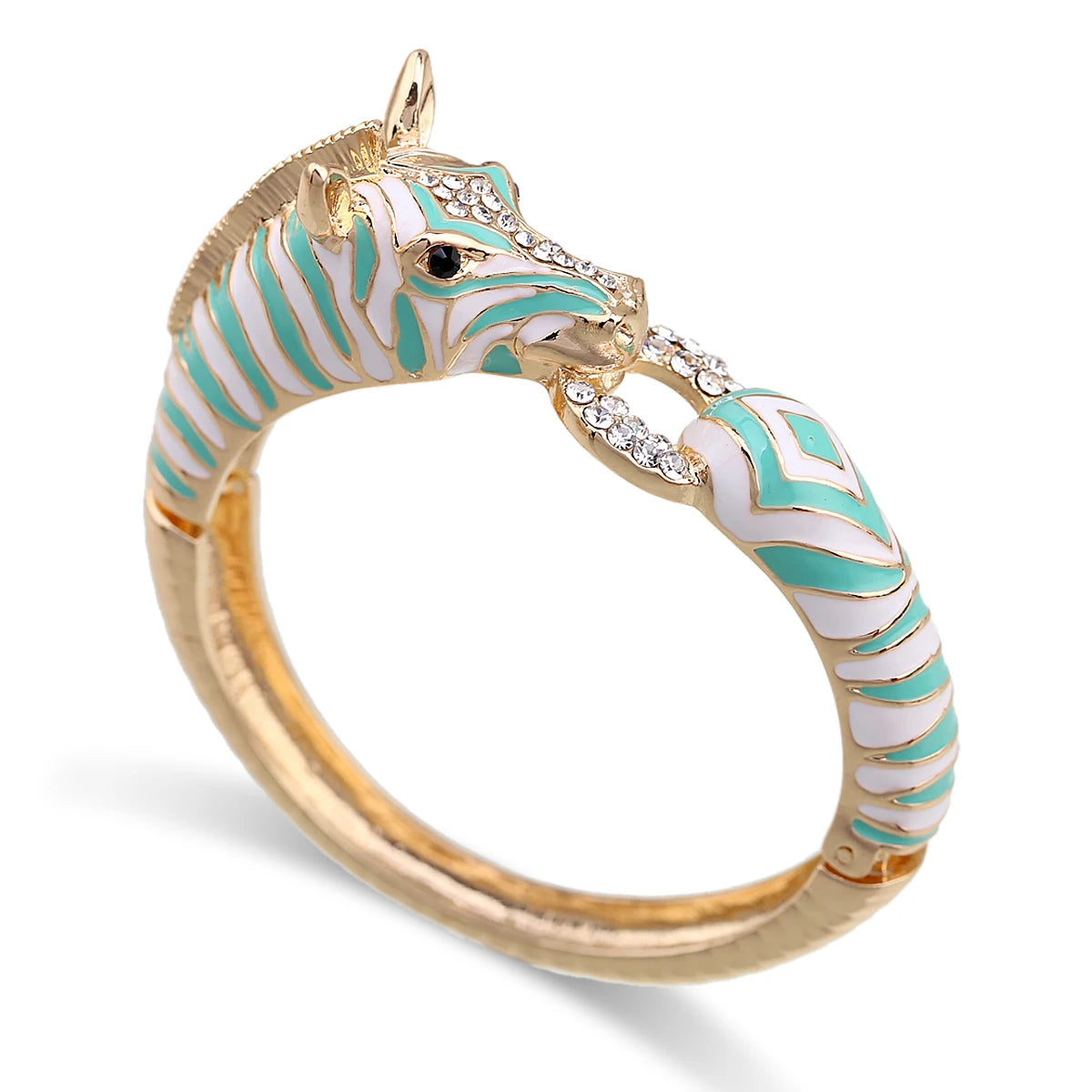 Gold Plated Crystal Zebra Style Cuff Bracelet for Women