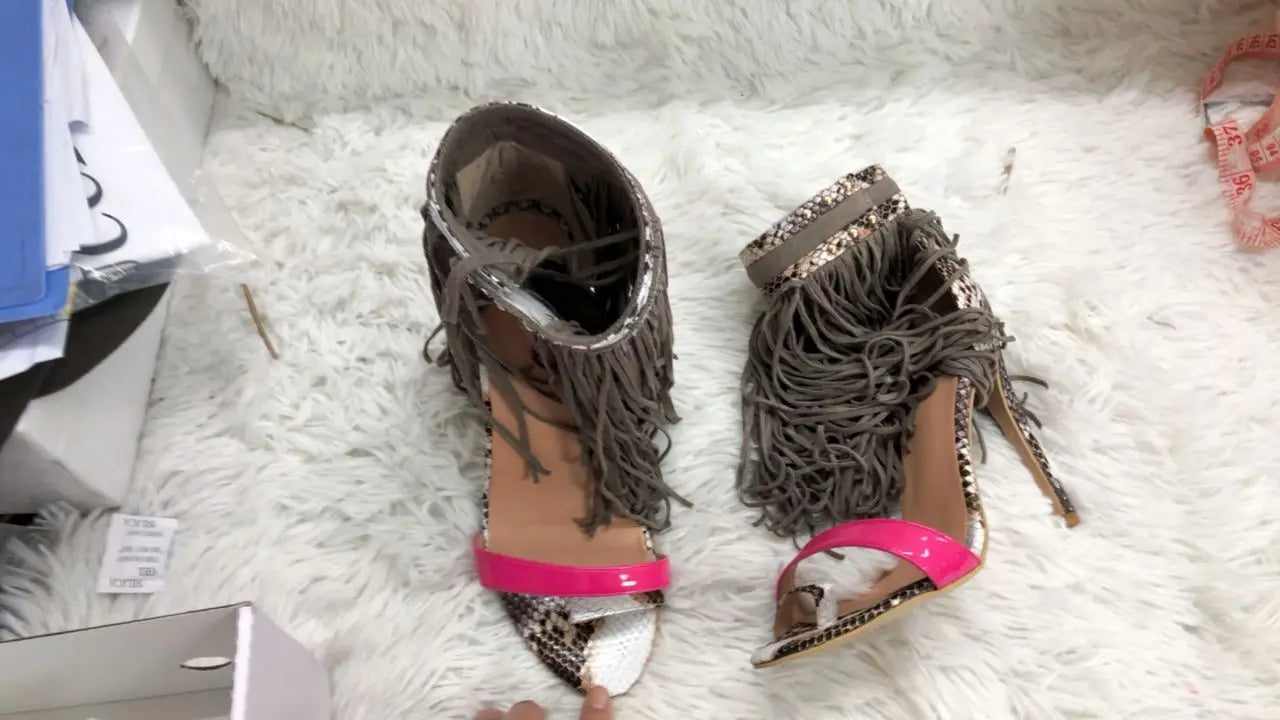Elegant High Heel Fringe Gladiator Sandals for Women