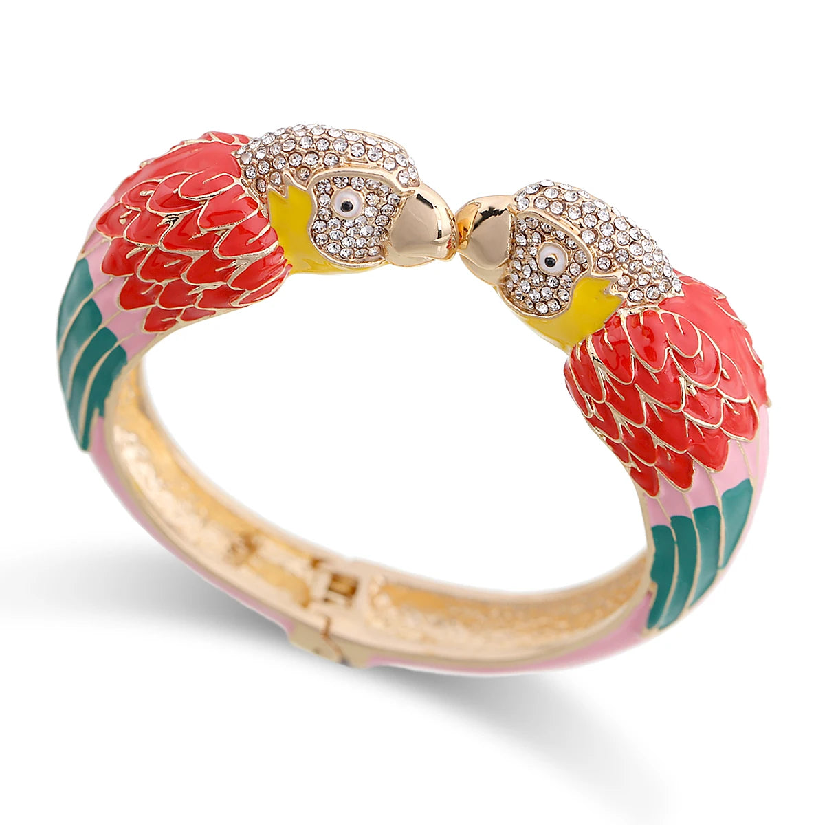 Statement Double Macaw Enamel Cuff Bracelet for Women