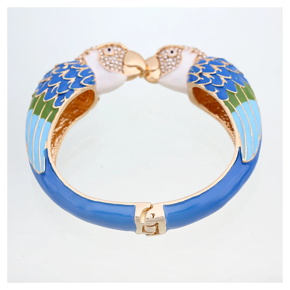 Statement Double Macaw Enamel Cuff Bracelet for Women
