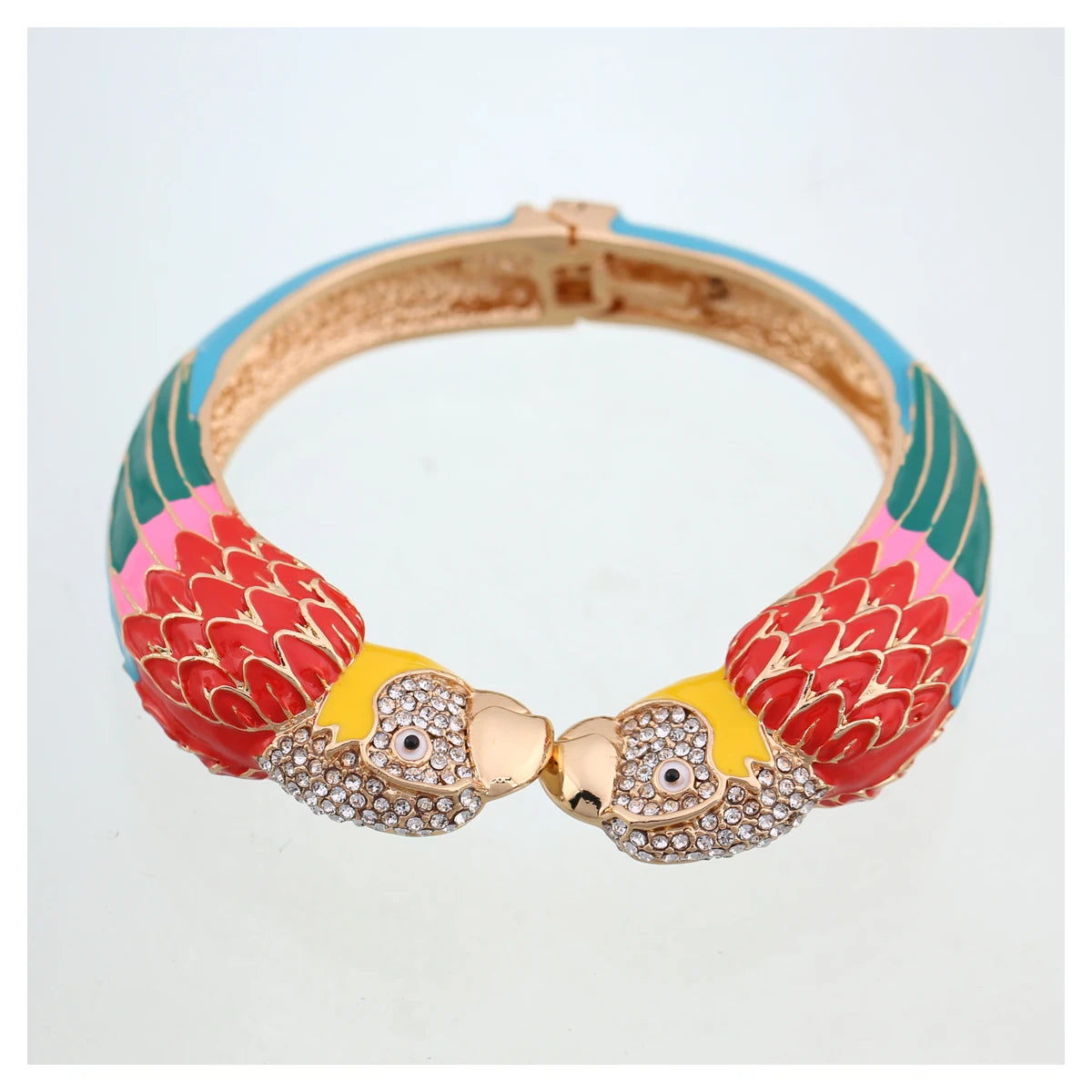 Statement Double Macaw Enamel Cuff Bracelet for Women