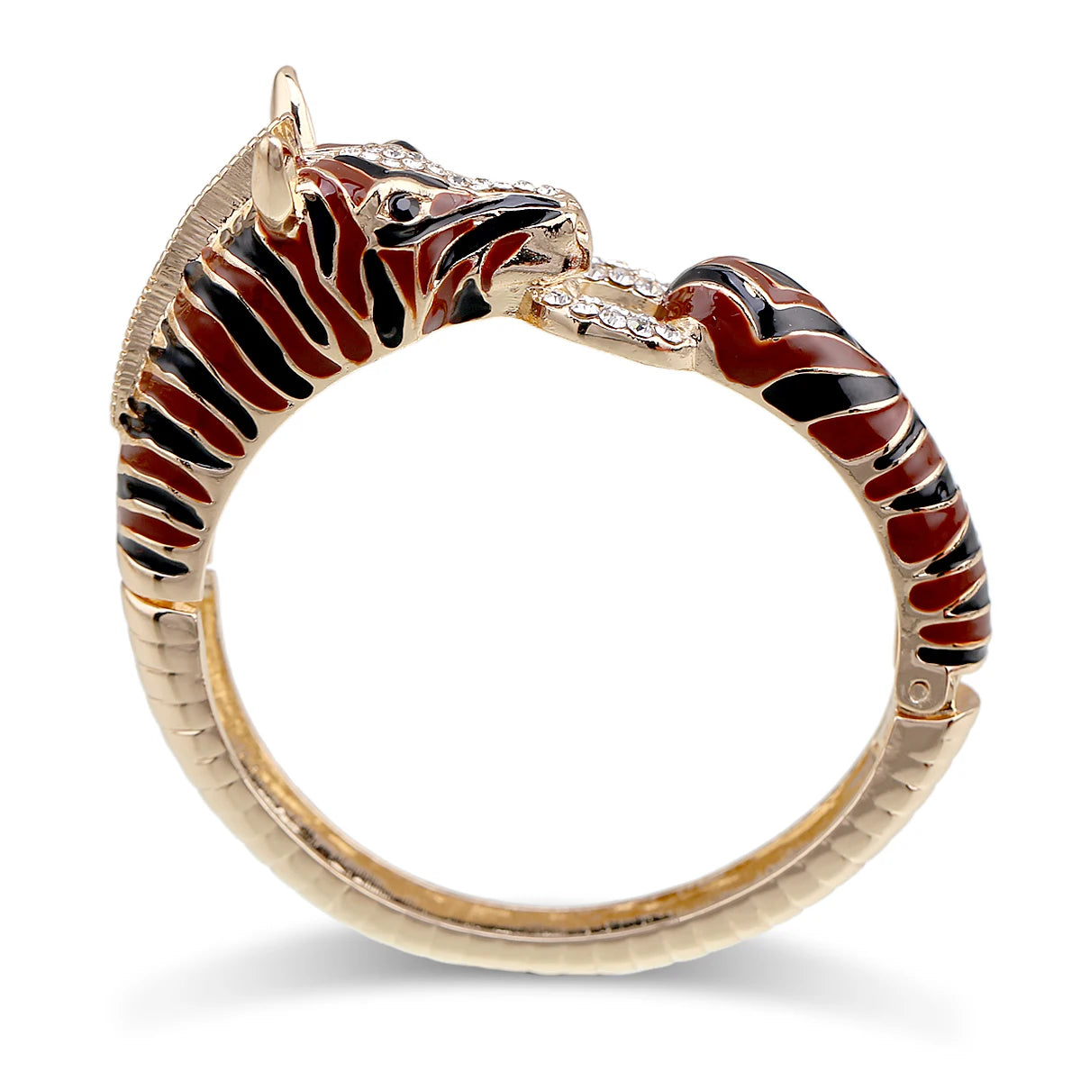 Gold Plated Crystal Zebra Style Cuff Bracelet for Women