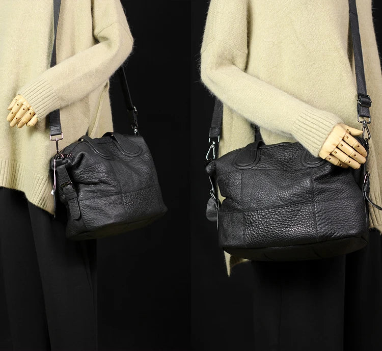 Patchwork Genuine Leather Crossbody Bag for Women