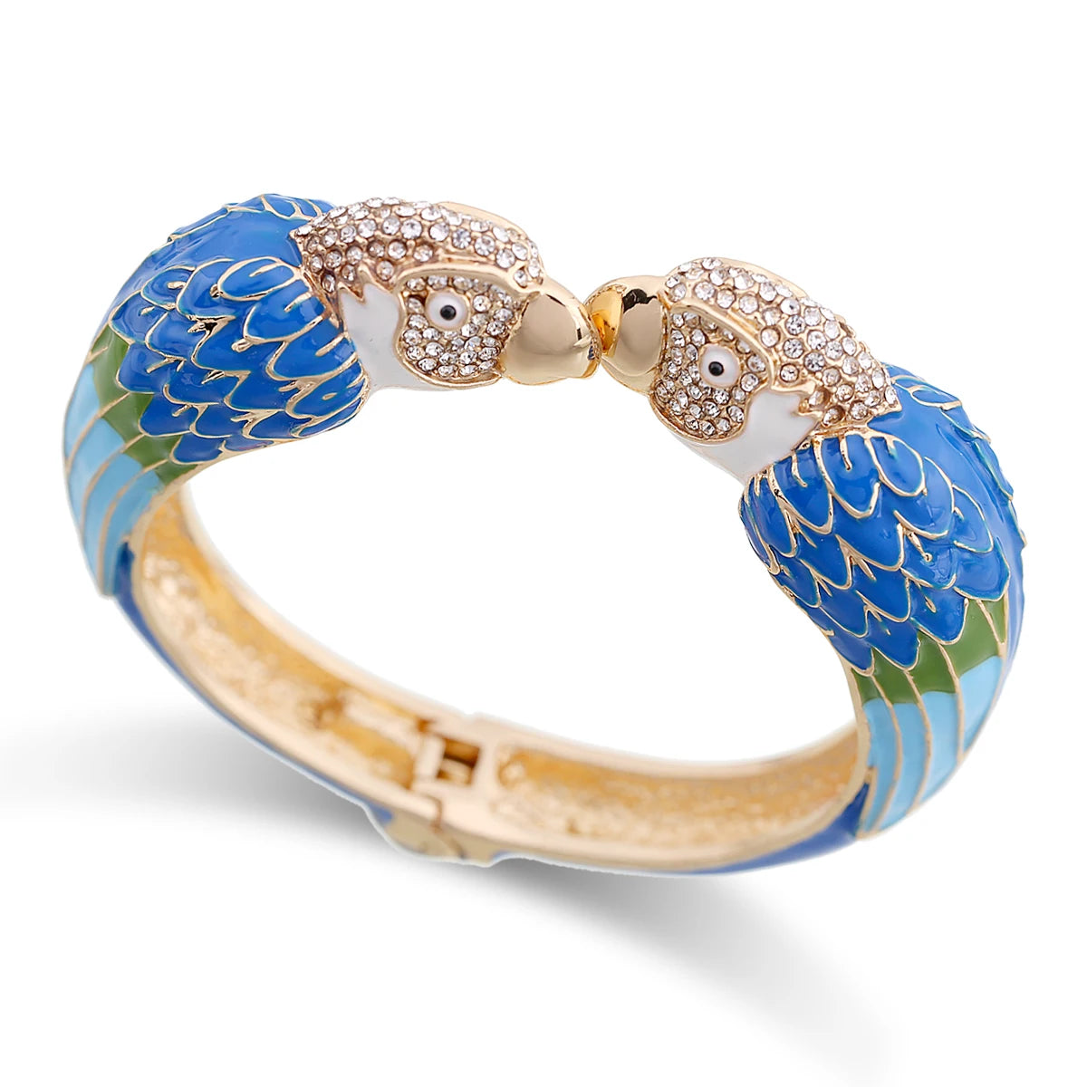 Statement Double Macaw Enamel Cuff Bracelet for Women
