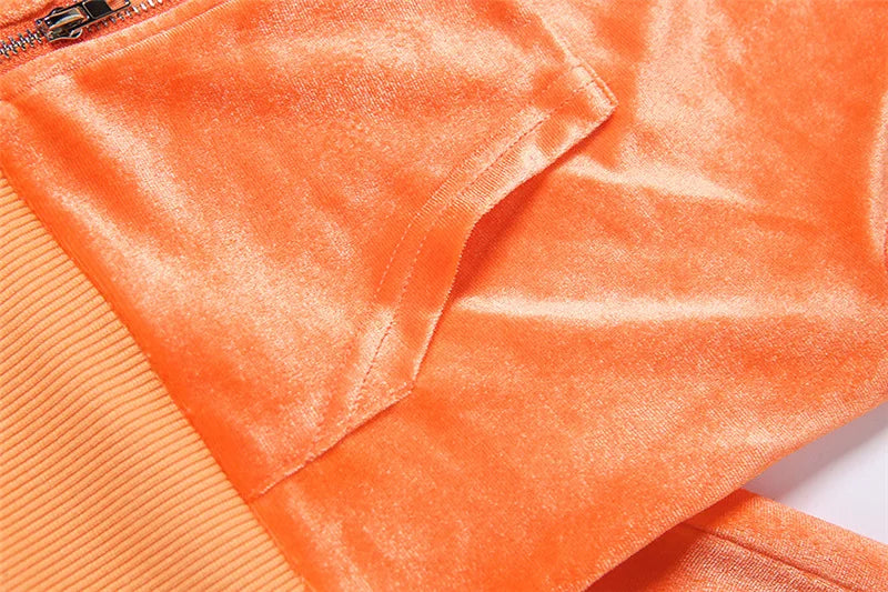 Zippered Turtleneck Velour Two Piece Wide Leg Set for Women