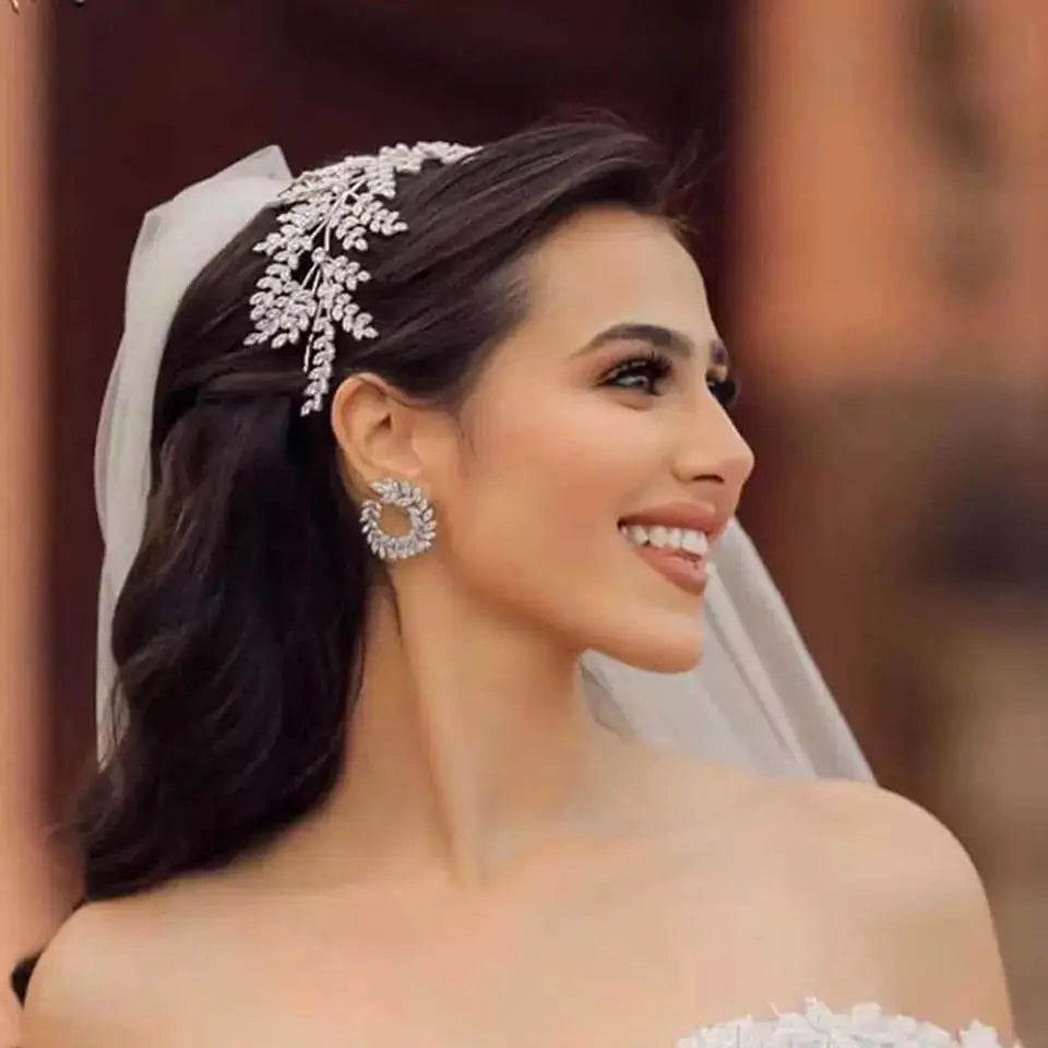 Sophisticated Crystal Leaf Wedding Headband for Women