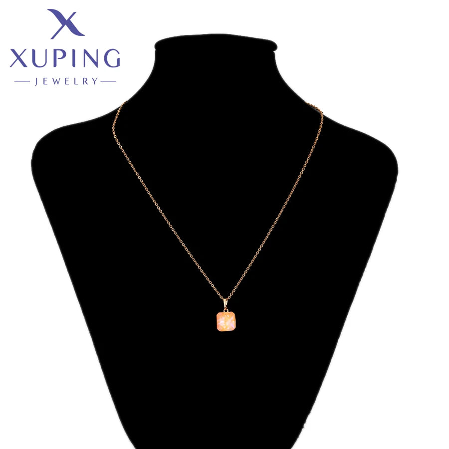 Square Crystal Pendant Necklace