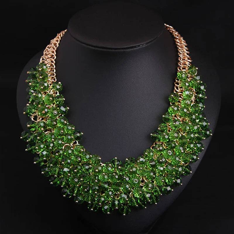 Rhinestone Crystal Statement Bib Necklace for Women