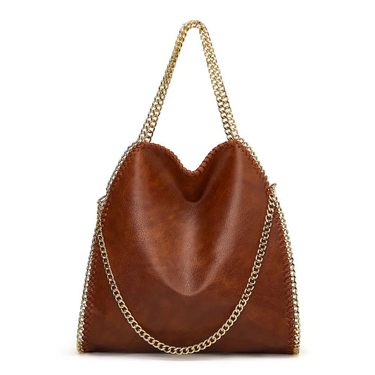 Large Capacity Retro Crossbody Bucket Tote Bag Women New Style Solid Color Zipper Closure Polyester Lining Vintage Logo Pattern