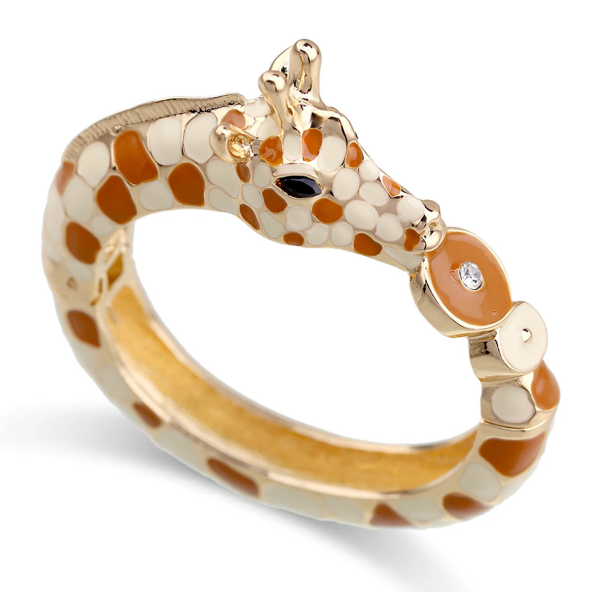 Gold Plated Zebra Enamel Statement Cuff Bracelet for Women