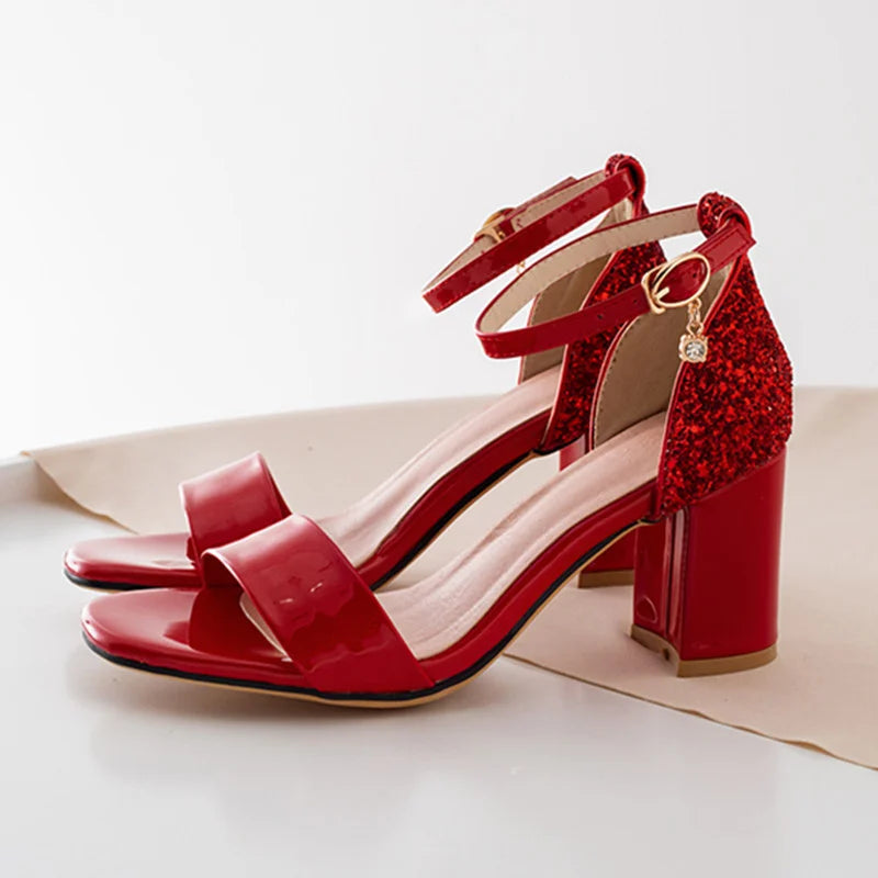 Classic Square Heel Buckle Sandals