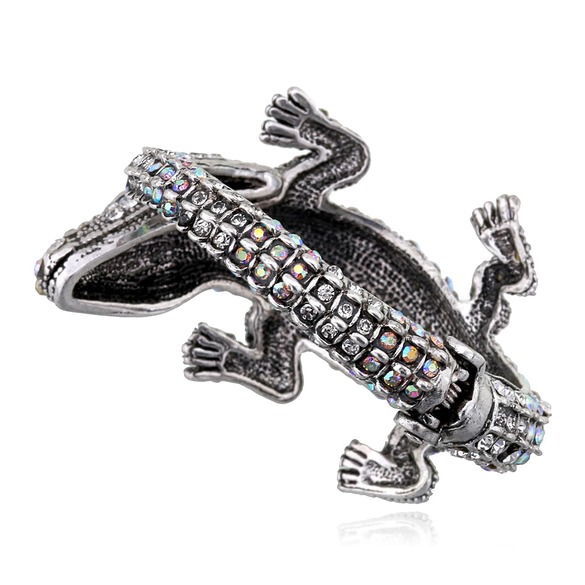 Vintage Crocodile Rhinestone Cuff Bracelet for Women