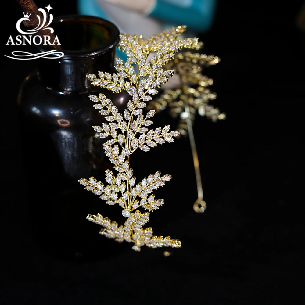 Sophisticated Crystal Leaf Wedding Headband for Women