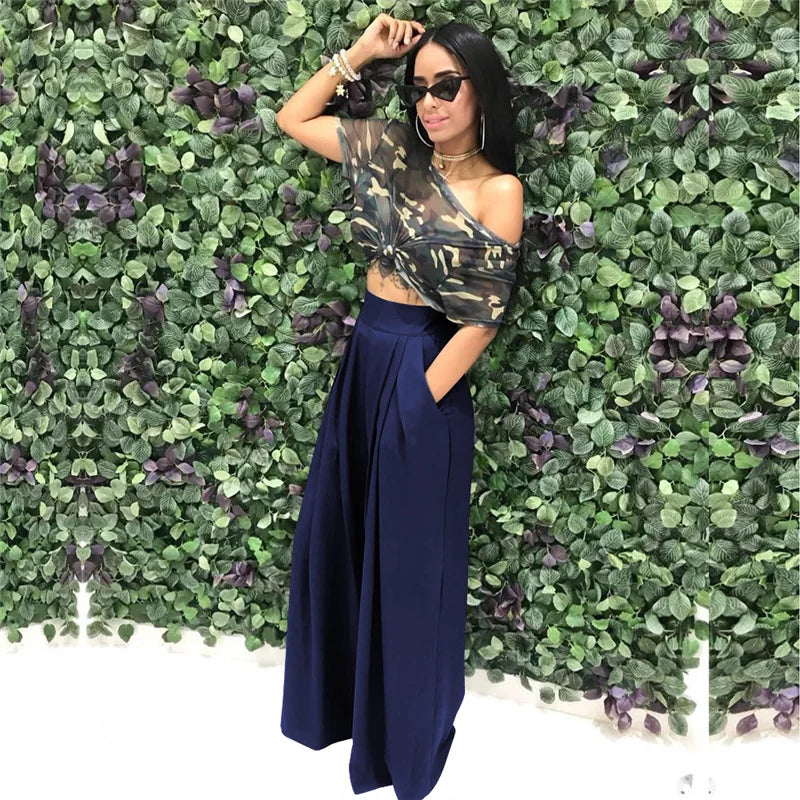 Pleated Front Palazzo Pants